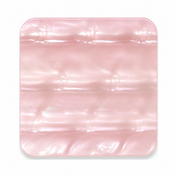 Pink Moonstone cast acrylic sheet — soft blush-pink pearl with a gently rippled, silky texture