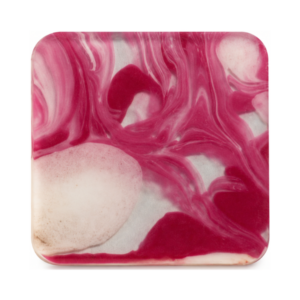 Sweetheart Swirl cast acrylic sheet — raspberry-pink and soft cream swirling in a sweet marbled pattern