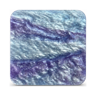 Periwinkle Tide cast acrylic sheet — icy blue and violet pearl waves with a shimmering, water-like texture