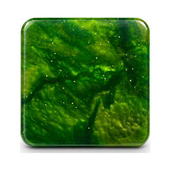 Forest Jewel cast acrylic sheet — vivid emerald green pearl with a jewel-like depth and subtle sparkle