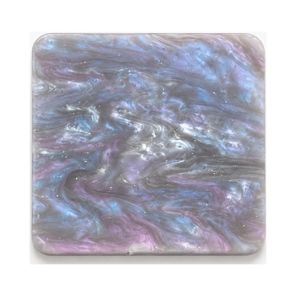Lilac Cloud cast acrylic sheet — soft lilac and silver pearl drifting in cloud-like swirls