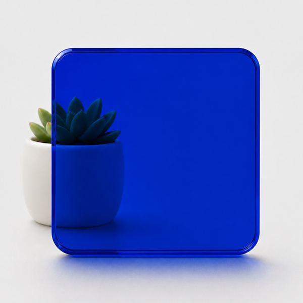 Blue Tint — 3mm transparent tinted acrylic sheet, deep see-through cobalt blue