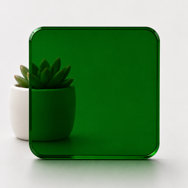 Green Tint — 3mm transparent tinted acrylic sheet, rich see-through bottle green