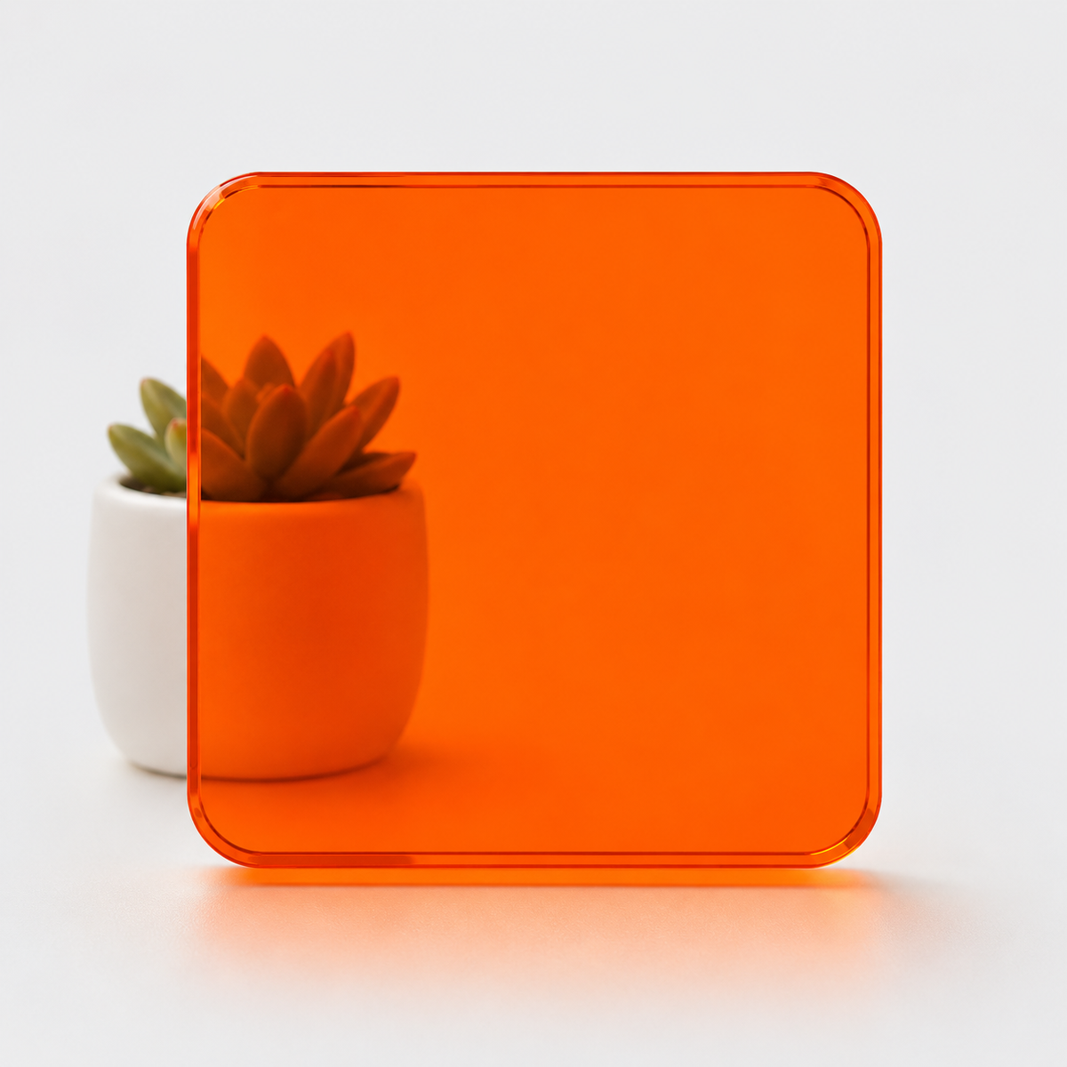 Orange Tint — 3mm transparent tinted acrylic sheet, punchy see-through orange