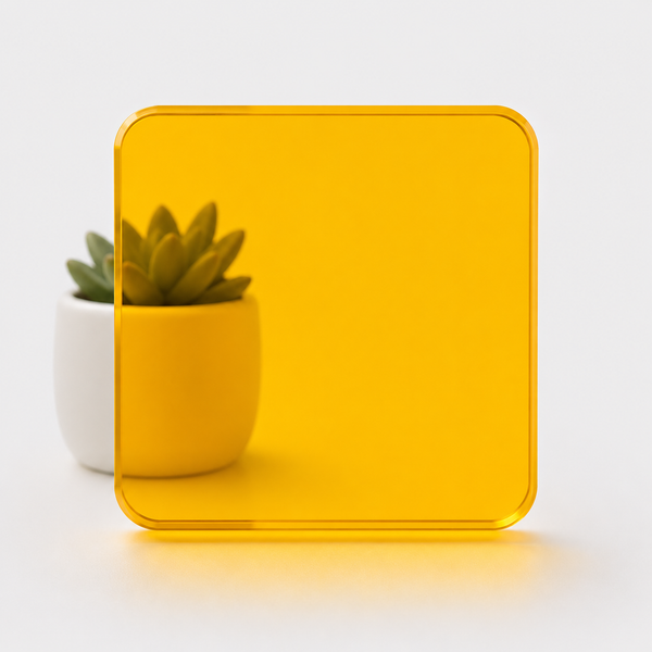Yellow Tint — 3mm transparent tinted acrylic sheet, sunny see-through yellow